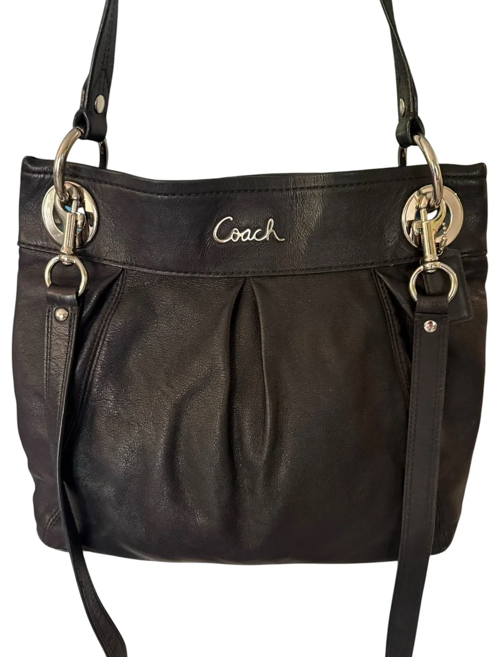COACH Ashley Hippie Y2K Black Leather Shoulder Bag Crossbody - F17605